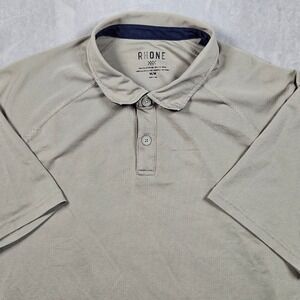 Rhone Delta Pique Polo Mens Medium Tan Performance Mesh Anti-Odor Golf Office